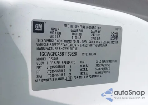 2011 Chevrolet Express 2500 Work Van from USA, damaged, VIN 1GCWGFCA5B1169828